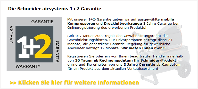 Schneider airsystems 1+2 Garantie 