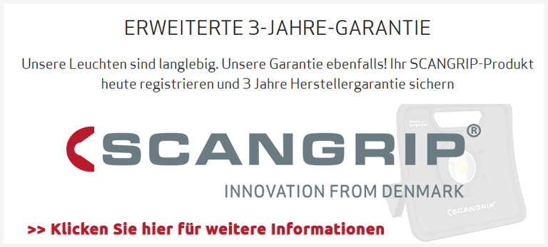 3 Jahre Scangrip Garantie